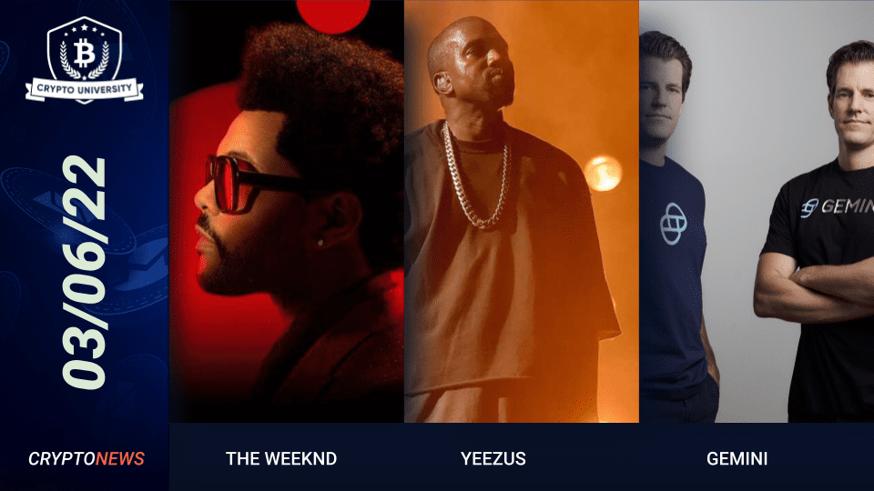 Binance Partners with The Weeknd, Kanye Trademarks YEEZUS NFTs, Gemini Cuts 10% Of Employees