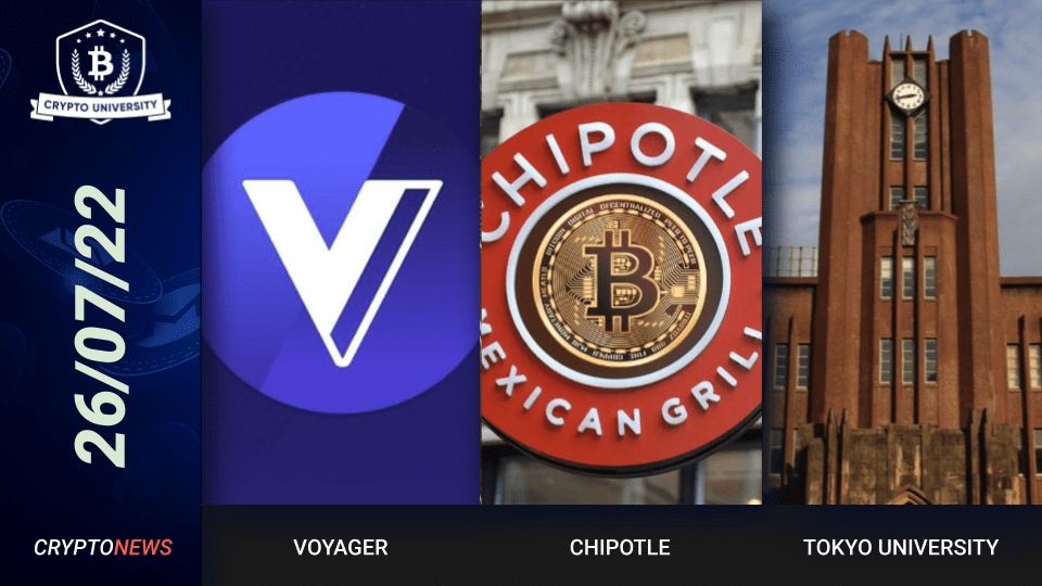 Voyager Declines FTX Bailout, Chipotle Gives Away Crypto, Tokyo University Offers Metaverse Courses