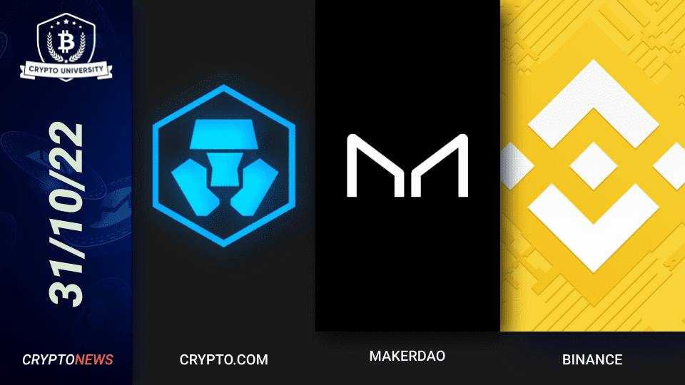 Crypto.com trading volume 90% down, MakerDAO Splits In Two, Binance Helps Batte Twitter Bots